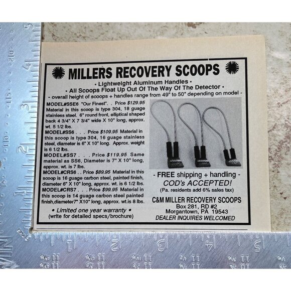 C&M Millers Recovery Scoops Print Ad Vintage 80s Metal Detecting Morgantown PA - Picture 2 of 6